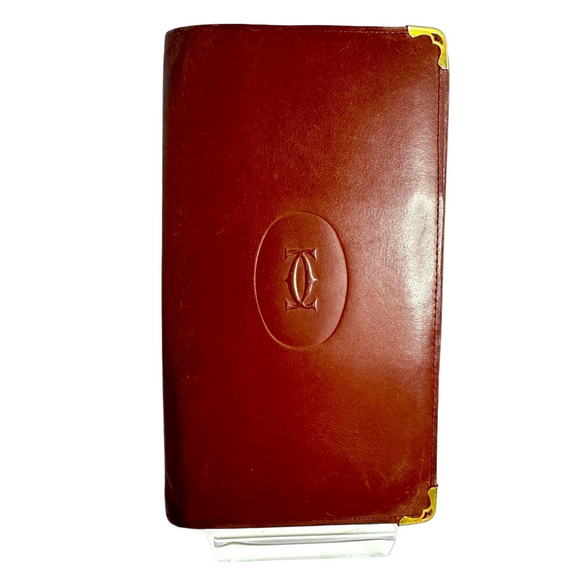 Cartier Handbags - Cartier Bordeaux Vintage Bifold Leather Long Wallet
